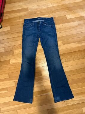 Vintage 7 For All Mankind Women's Dark Blue Flare Jeans